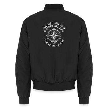 Einige sind einfach Geocaching – Geocacher-Schatzsuche - Unisex Bomberjacke - Schwarz - Hinten - AI Model Male 185 light (185cm)