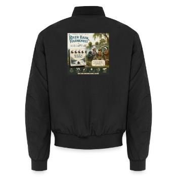 The River Bank Harmonist – ein literarisches Gitarrenpedal - Unisex Bomberjacke - Schwarz - Hinten - AI Model Male 185 light (185cm)