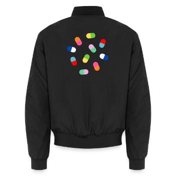 Farbblock-Kapsel-Burst - Unisex Bomberjacke - Schwarz - Hinten - AI Model Male 185 light (185cm)