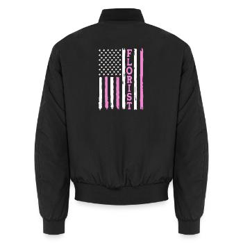 Floristik Florist Blumenhändler Blumenstrauß - Unisex Bomberjacke - Schwarz - Hinten - AI Model Male 185 light (185cm)
