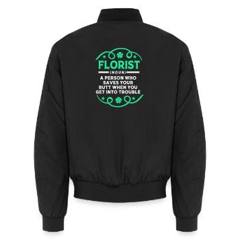 Floristik Florist Blumenhändler Blumenstrauß - Unisex Bomberjacke - Schwarz - Hinten - AI Model Male 185 light (185cm)