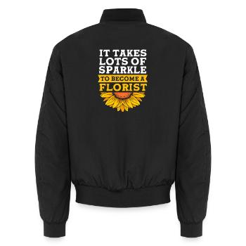 Floristik Florist Blumenhändler Blumenstrauß - Unisex Bomberjacke - Schwarz - Hinten - AI Model Male 185 light (185cm)