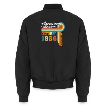 Oktober 1986 Jahrgang Retro Geburtstag Geschenk - Unisex Bomberjacke - Schwarz - Hinten - AI Model Male 185 light (185cm)