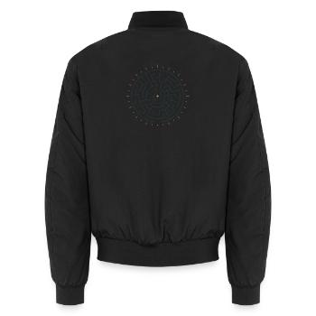 Sonnengeometrisches Labyrinth Blau-Grün - Unisex Bomberjacke - Schwarz - Hinten - AI Model Male 185 light (185cm)