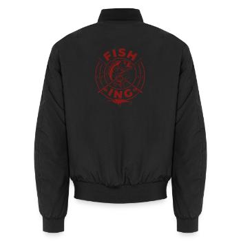 Passion Fishing Vintage-Abzeichen - Unisex Bomberjacke - Schwarz - Hinten - AI Model Male 185 light (185cm)