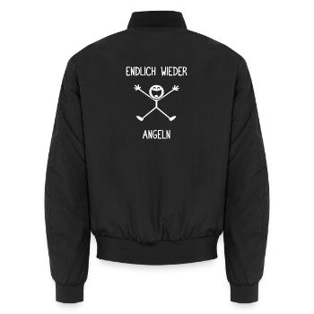 Endlich wieder angeln Angler Angelsport - Unisex Bomberjacke - Schwarz - Hinten - AI Model Male 185 light (185cm)