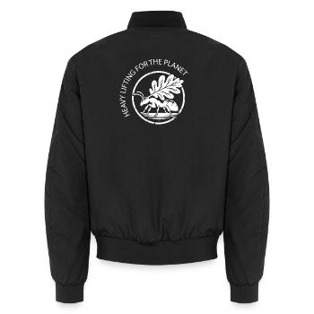 Ameise mit Eichenblatt – Öko-Aktivistin - Unisex Bomberjacke - Schwarz - Hinten - AI Model Male 185 light (185cm)