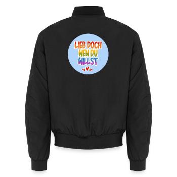 Lieb_doch_wen_du_willst_hellblau - Unisex Bomberjacke - Schwarz - Hinten - AI Model Male 185 light (185cm)