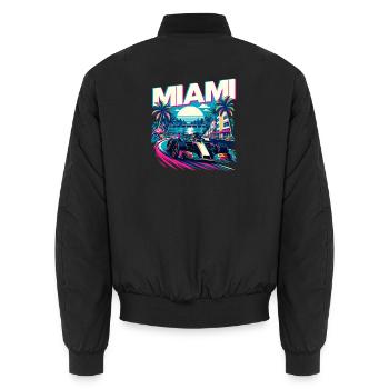 Miami Rennwochenende – Motorsport-Fan Florida - Unisex Bomberjacke - Schwarz - Hinten - AI Model Male 185 light (185cm)