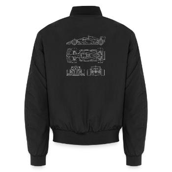 Rennwagen-Blueprint – Motorsport Engineer Racing - Unisex Bomberjacke - Schwarz - Hinten - AI Model Male 185 light (185cm)