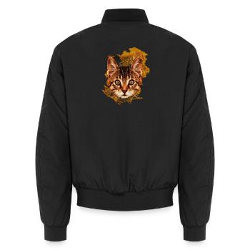Aquarell kätzchen Farbspritzer Portrait - Unisex Bomberjacke - Schwarz - Hinten - AI Model Male 185 light (185cm)