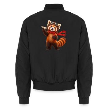 Pilot Red Panda mit Papierflugzeug - Unisex Bomberjacke - Schwarz - Hinten - AI Model Male 185 light (185cm)