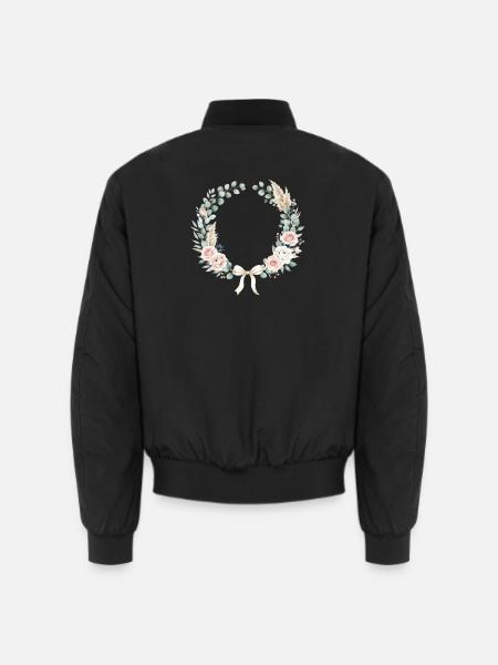 Pastellblumenkranz mit Band - Unisex Bomberjacke - Schwarz