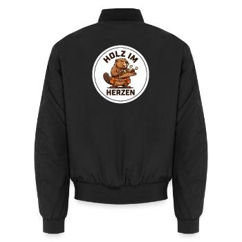 Holz Im Herzen Tischler Opa Biber Shirt - Unisex Bomberjacke - Schwarz - Hinten - AI Model Male 185 light (185cm)