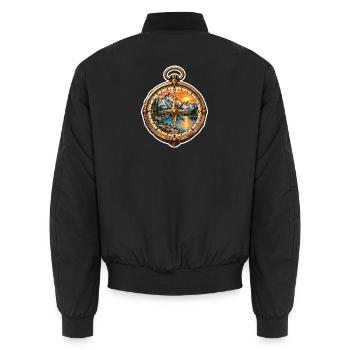 Kompass Panorama Bergsee - Unisex Bomberjacke - Schwarz - Hinten - AI Model Male 185 light (185cm)