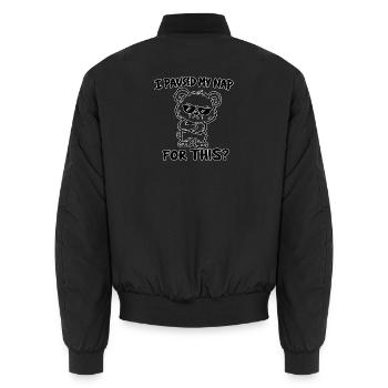 Pause beendet: Nickerchen-Bär - Unisex Bomberjacke - Schwarz - Hinten - AI Model Male 185 light (185cm)