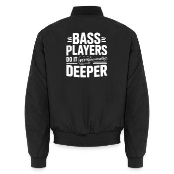 Bassisten machen es tiefer - Unisex Bomberjacke - Schwarz - Hinten - AI Model Male 185 light (185cm)