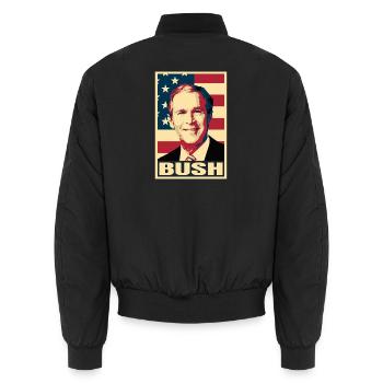 George W. Bush – Geschichte des amerikanischen Präsidenten - Unisex Bomberjacke - Schwarz - Hinten - AI Model Male 185 light (185cm)