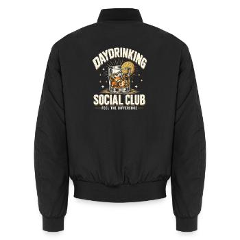Daydrinking Social Club – Cocktail Retro - Unisex Bomberjacke - Schwarz - Hinten - AI Model Male 185 light (185cm)