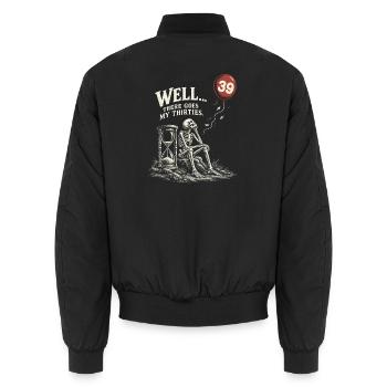 40 Geburtstag Skelett Schwarzer Humor Geschenkidee - Unisex Bomberjacke - Schwarz - Hinten - AI Model Male 185 light (185cm)