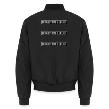 Be Kind Be Strong Be Different Spruch Logo Text - Unisex Bomberjacke - Schwarz - Hinten - AI Model Male 185 light (185cm)