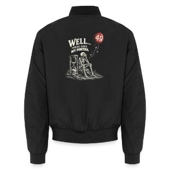 50 Geburtstag Skelett Schwarzer Humor Geschenkidee - Unisex Bomberjacke - Schwarz - Hinten - AI Model Male 185 light (185cm)
