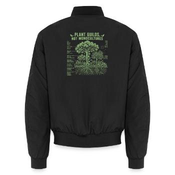 Pflanzenzünfte, keine Monokulturen - Unisex Bomberjacke - Schwarz - Hinten - AI Model Male 185 light (185cm)