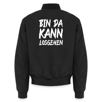 Sprüche Lustig - Bin Da Kann Losgehen - Unisex Bomberjacke - Schwarz - Hinten - AI Model Male 185 light (185cm)
