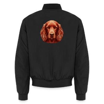 Kupferroter Irish Setter Hunde Porträt Kunst - Unisex Bomberjacke - Schwarz - Hinten - AI Model Male 185 light (185cm)