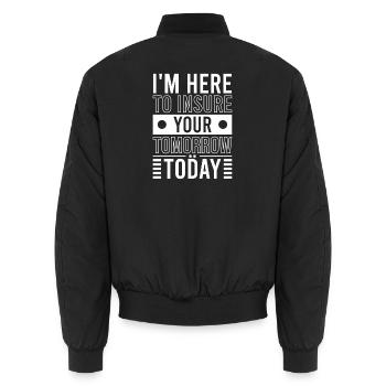 Insurance Agent Costume Insure Your Tomorrow - Unisex Bomberjacke - Schwarz - Hinten - AI Model Male 185 light (185cm)