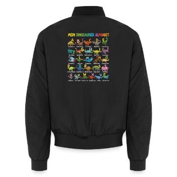 Dinosaurier Alphabet ABC Kinder Lernen Dino Motiv - Unisex Bomberjacke - Schwarz - Hinten - AI Model Male 185 light (185cm)