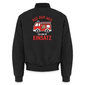 Feuerwehr Einsatz Feuerwehrmann Lustiger Spruch - Unisex Bomberjacke - Schwarz - Hinten - AI Model Male 185 light (185cm)