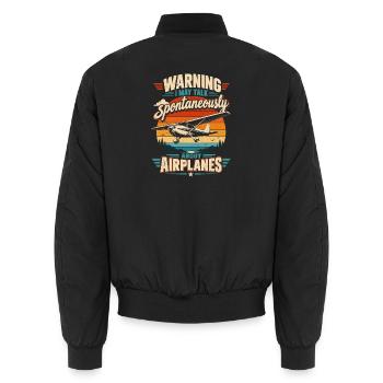 Spontanes Flugzeug-Wortspiel Vintage - Unisex Bomberjacke - Schwarz - Hinten - AI Model Male 185 light (185cm)