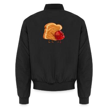 Kuschelt Toast mit Marmelade - Unisex Bomberjacke - Schwarz - Hinten - AI Model Male 185 light (185cm)