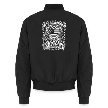 Mädchenversion von meinem Vater Besseres Haar, gemeiner USA-Flagge - Unisex Bomberjacke - Schwarz - Hinten - AI Model Male 185 light (185cm)