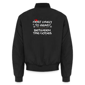 Am ehesten lesen Sie zwischen den Codes, Coder - Unisex Bomberjacke - Schwarz - Hinten - AI Model Male 185 light (185cm)