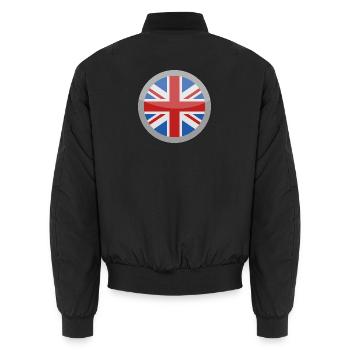 Flagge Großbritanniens - Unisex Bomberjacke - Schwarz - Hinten - AI Model Male 185 light (185cm)