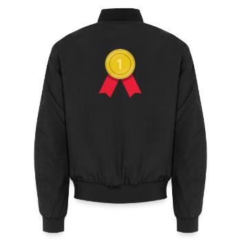 Medaille - Unisex Bomberjacke - Schwarz - Hinten - AI Model Male 185 light (185cm)