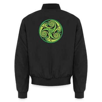 Grünes keltisches Triskel - Unisex Bomberjacke - Schwarz - Hinten - AI Model Male 185 light (185cm)