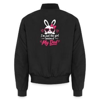 Mädchenversion von My Dad Bunny Tee - Unisex Bomberjacke - Schwarz - Hinten - AI Model Male 185 light (185cm)