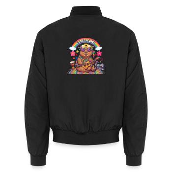 Hippie-Capybara: Frieden und Liebe - Unisex Bomberjacke - Schwarz - Hinten - AI Model Male 185 light (185cm)