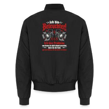 Beleuchter – Probleme lösen im Bühnenlicht - Unisex Bomberjacke - Schwarz - Hinten - AI Model Male 185 light (185cm)