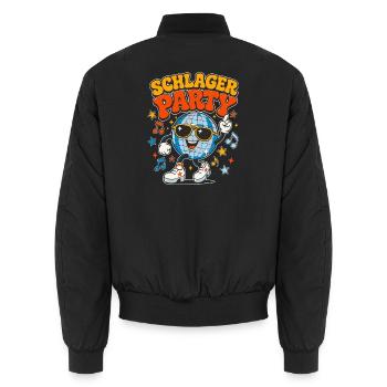 Retro 70s Schlager Party Disco Kugel  - Unisex Bomberjacke - Schwarz - Hinten - AI Model Male 185 light (185cm)