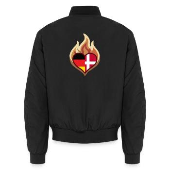 Flammendes Herz Deutschland-Dänemark - Unisex Bomberjacke - Schwarz - Hinten - AI Model Male 185 light (185cm)