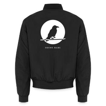 Odins Rabe vor Vollmond – Wikinger Rabe - Unisex Bomberjacke - Schwarz - Hinten - AI Model Male 185 light (185cm)