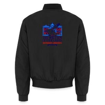 The Written Letter Lasts Munich Bavarian Libraries - Unisex Bomberjacke - Schwarz - Hinten - AI Model Male 185 light (185cm)