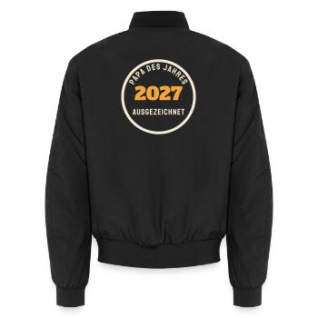 Papa des Jahres 2027 Siegel Geschenk Vatertag - Unisex Bomberjacke - Schwarz - Hinten - AI Model Male 185 light (185cm)