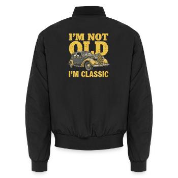 Oldtimer Classic Car Vintage Auto Lustiges Motiv - Unisex Bomberjacke - Schwarz - Hinten - AI Model Male 185 light (185cm)