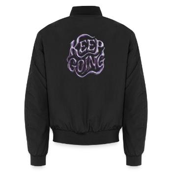 Chrom-Buchstaben Bleiben Sie metallisch Y2K - Unisex Bomberjacke - Schwarz - Hinten - AI Model Male 185 light (185cm)
