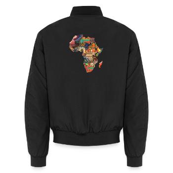 Afrika Karte Reise Backpacker Touristen Souvenir  - Unisex Bomberjacke - Schwarz - Hinten - AI Model Male 185 light (185cm)